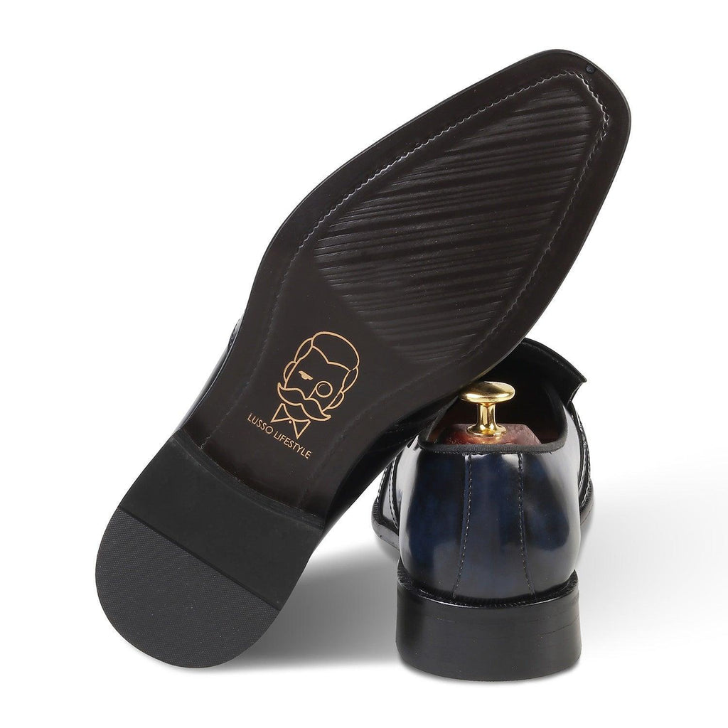 HUDSON - BLUE BRUSHOFF SLIP-ON - By Lusso