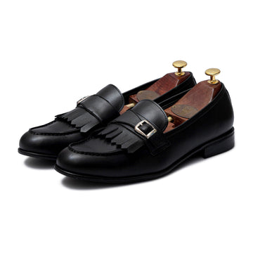 LOCATELLI | BLACK FRINGE SLIP-ON - Lusso Lifestyle