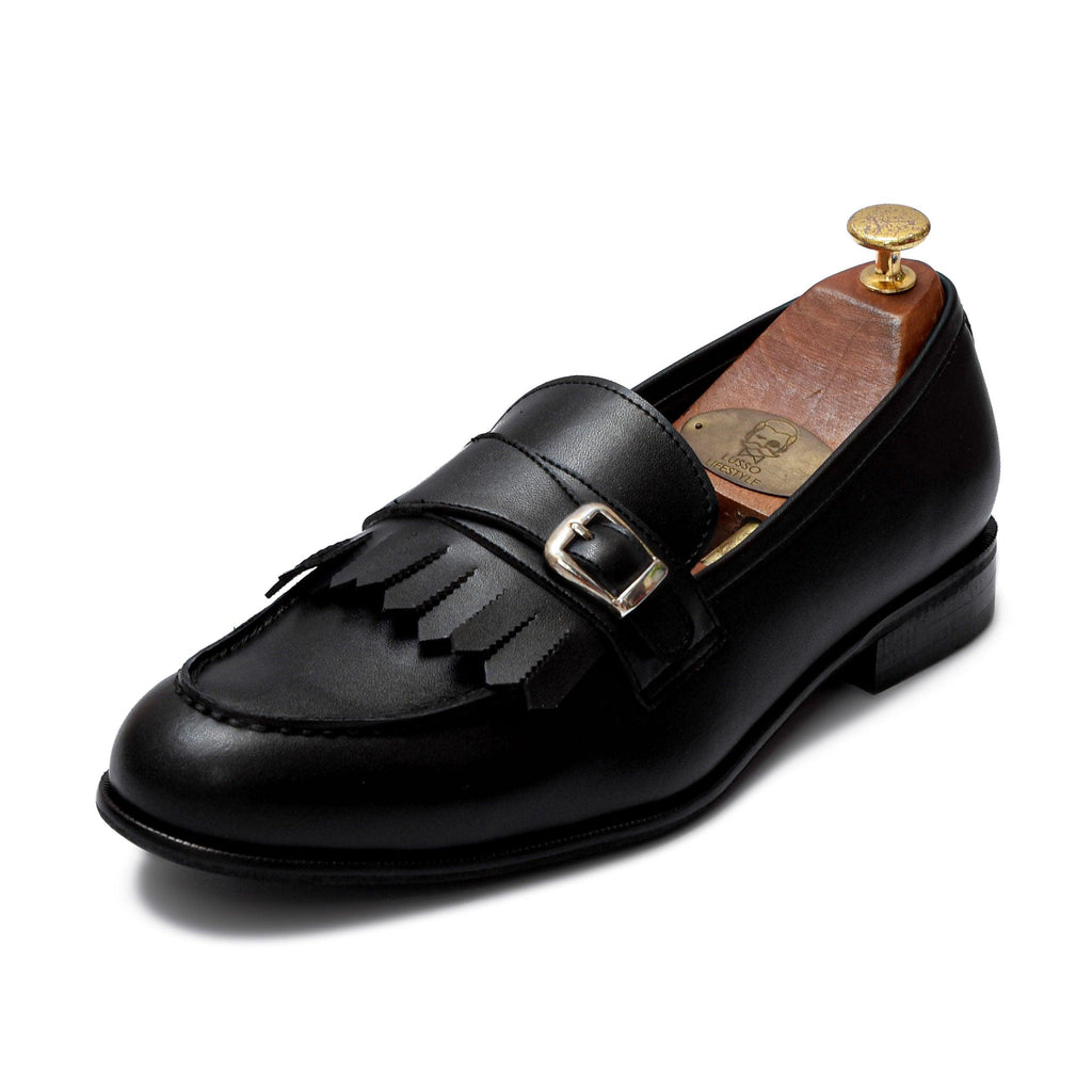 LOCATELLI | BLACK FRINGE SLIP-ON - Lusso Lifestyle