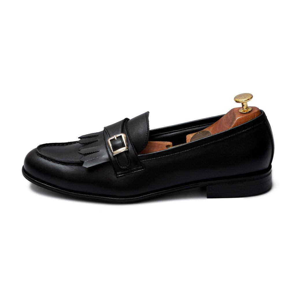 LOCATELLI | BLACK FRINGE SLIP-ON - Lusso Lifestyle