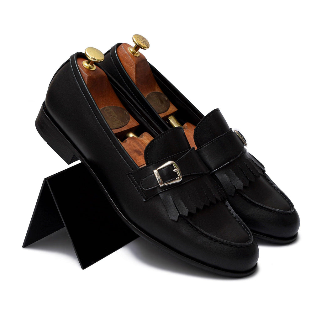 LOCATELLI | BLACK FRINGE SLIP-ON - Lusso Lifestyle