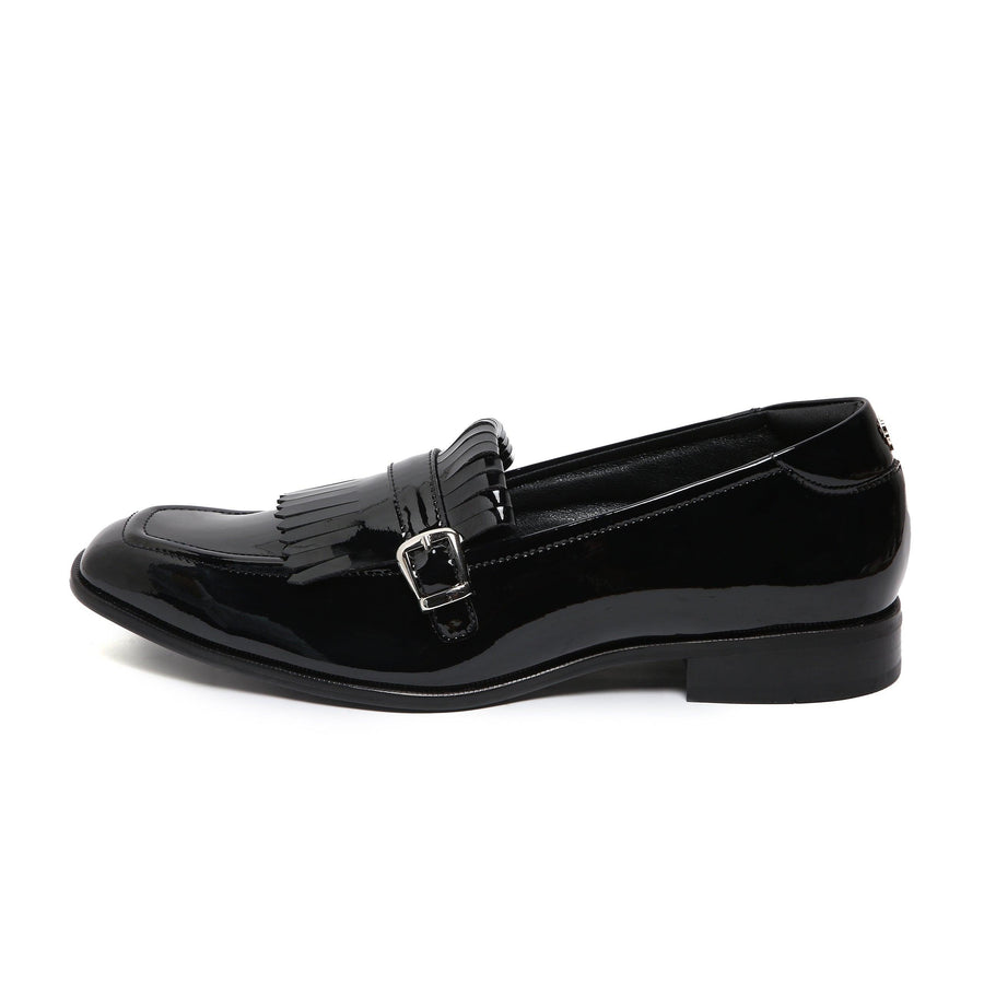 LOCATELLI | BLACK PATENT FRINGE SLIP-ON - By Lusso