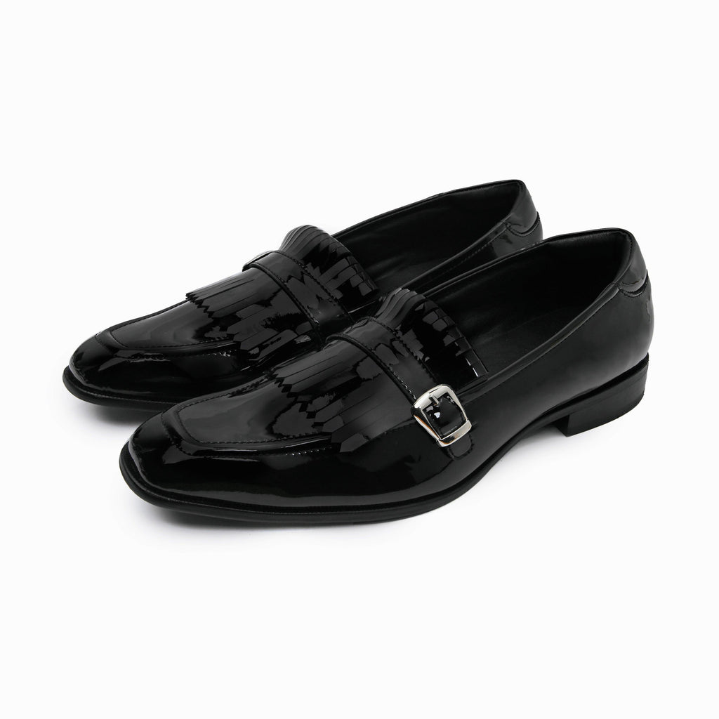 LOCATELLI | BLACK PATENT FRINGE SLIP-ON - By Lusso