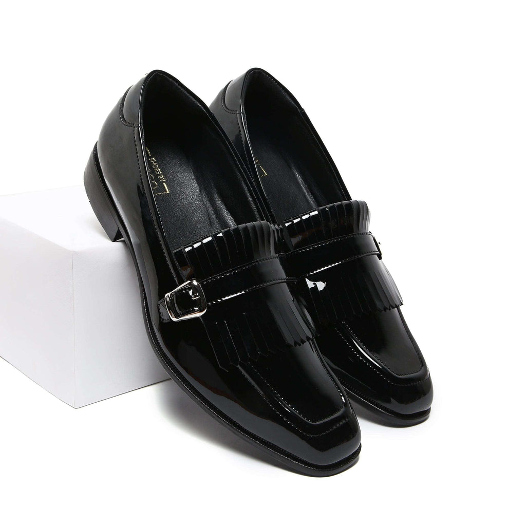 LOCATELLI | BLACK PATENT FRINGE SLIP-ON - By Lusso