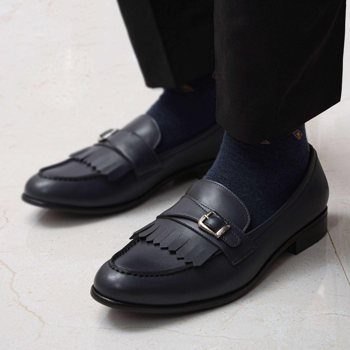 LOCATELLI | OCEAN GREY FRINGE SLIP-ON - By Lusso