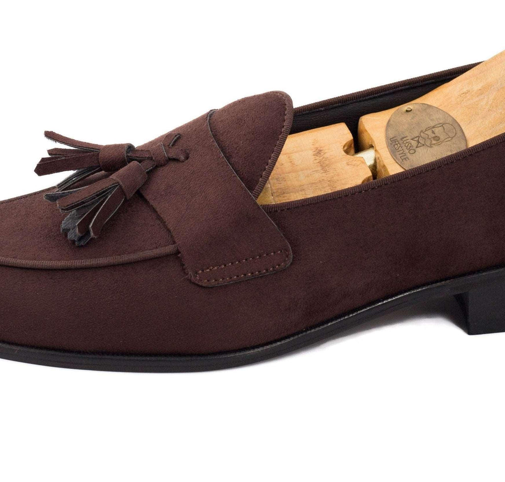 LUNA - BROWN SUEDE TASSEL SLIP-ON - By Lusso