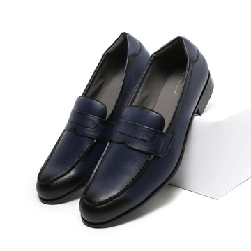 MARCEL - MIDNIGHT BLUE DUAL TONE PENNY SLIP-ON - By Lusso