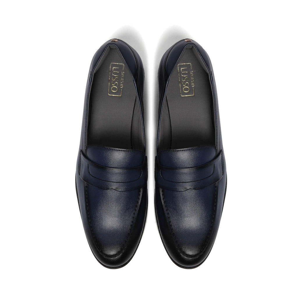 MARCEL - MIDNIGHT BLUE DUAL TONE PENNY SLIP-ON - By Lusso