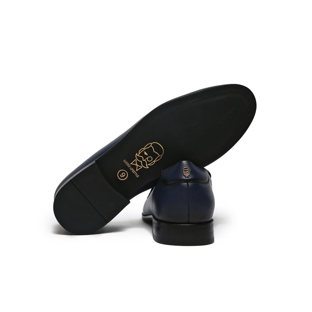 MARCEL - MIDNIGHT BLUE DUAL TONE PENNY SLIP-ON - By Lusso