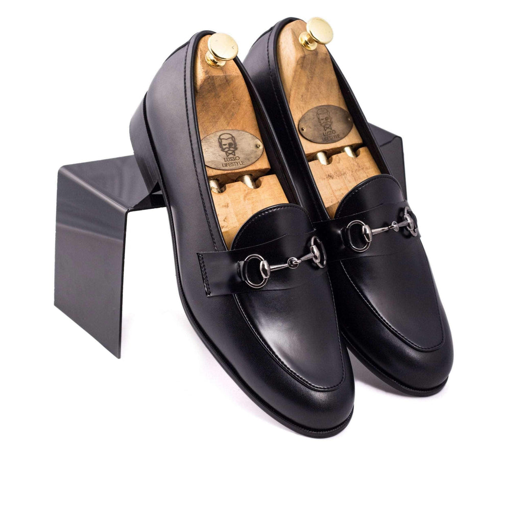 MATTHEW | BLACK HORSEBIT SLIP-ON - By Lusso