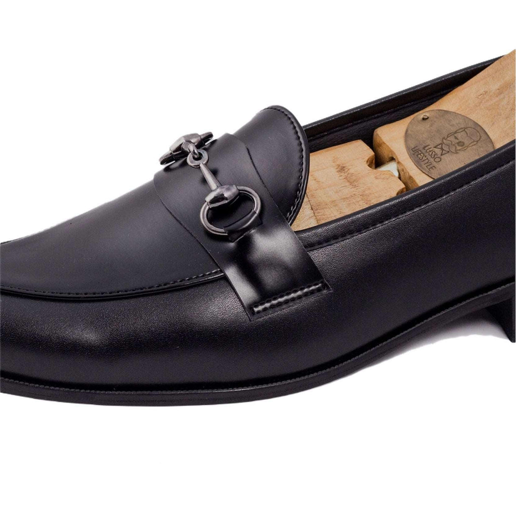 MATTHEW | BLACK HORSEBIT SLIP-ON - By Lusso