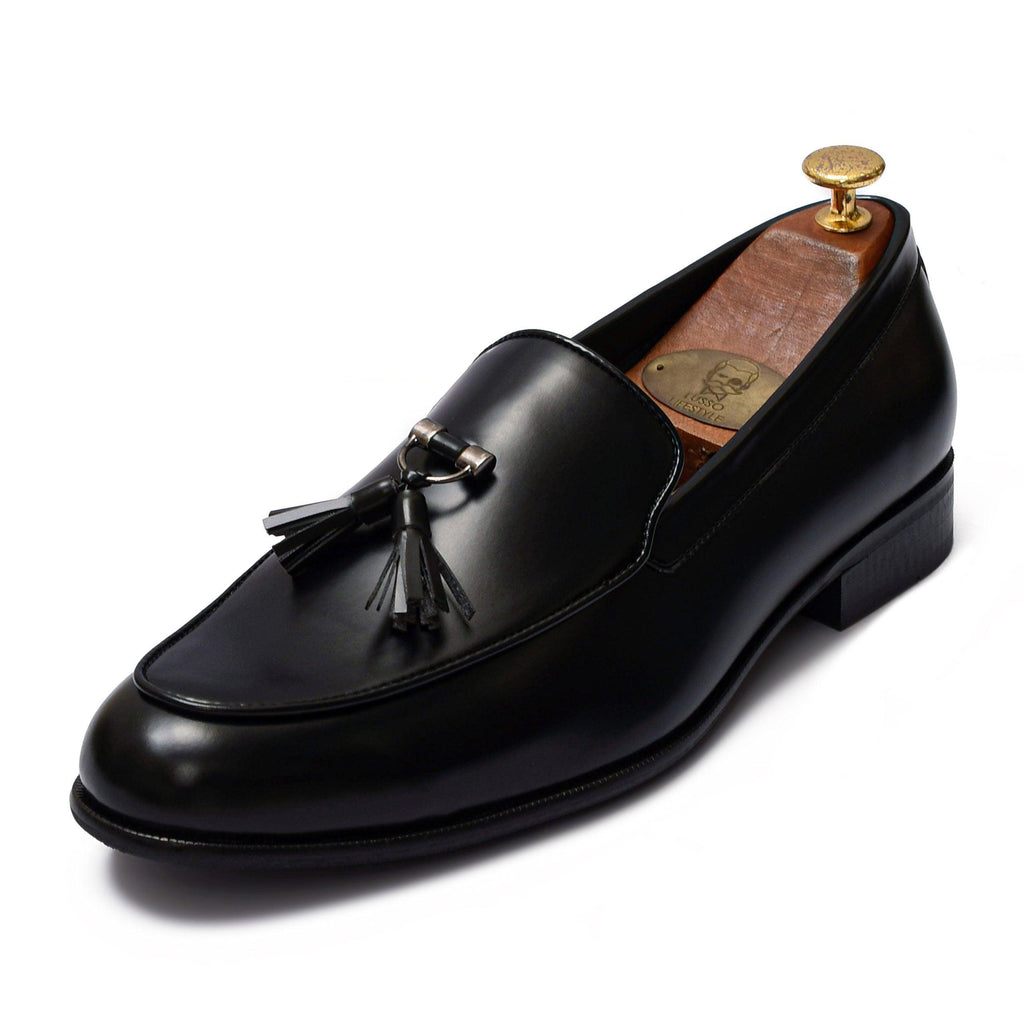 RHINO | BLACK METAL TASSEL SLIP-ON - By Lusso