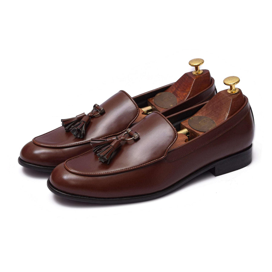 RHINO | TAN METAL TASSEL SLIP-ON - By Lusso
