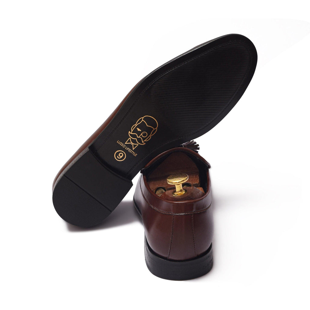 RHINO | TAN METAL TASSEL SLIP-ON - By Lusso