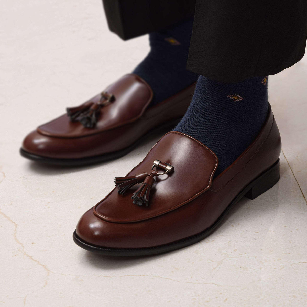 RHINO | TAN METAL TASSEL SLIP-ON - By Lusso