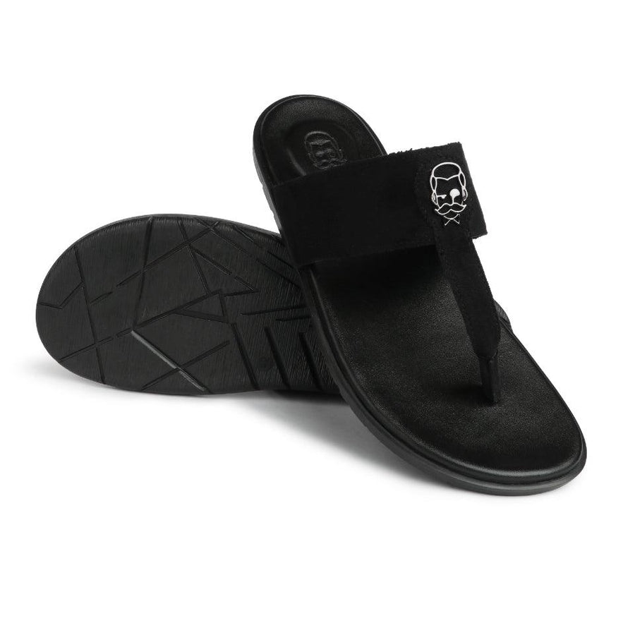 Soho - Black Suede Signature Slippers - By Lusso