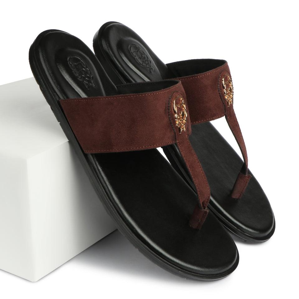 Soho - Brown Suede Signature Slippers - By Lusso