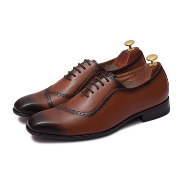 STALIN | TAN SQUARE TOE LACE UP - By Lusso