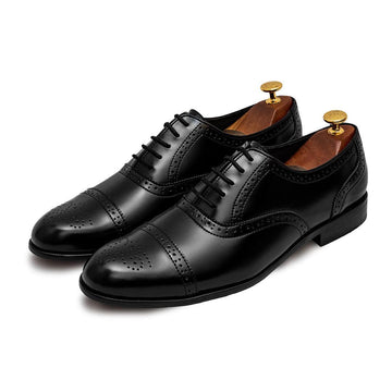 TERRY- BLACK BROGUE LACE UP - By Lusso
