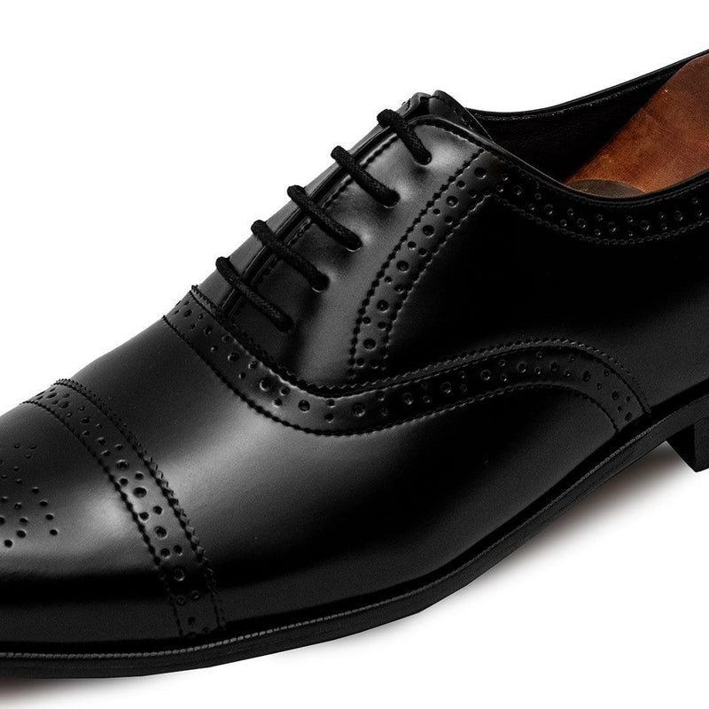 TERRY- BLACK BROGUE LACE UP - By Lusso