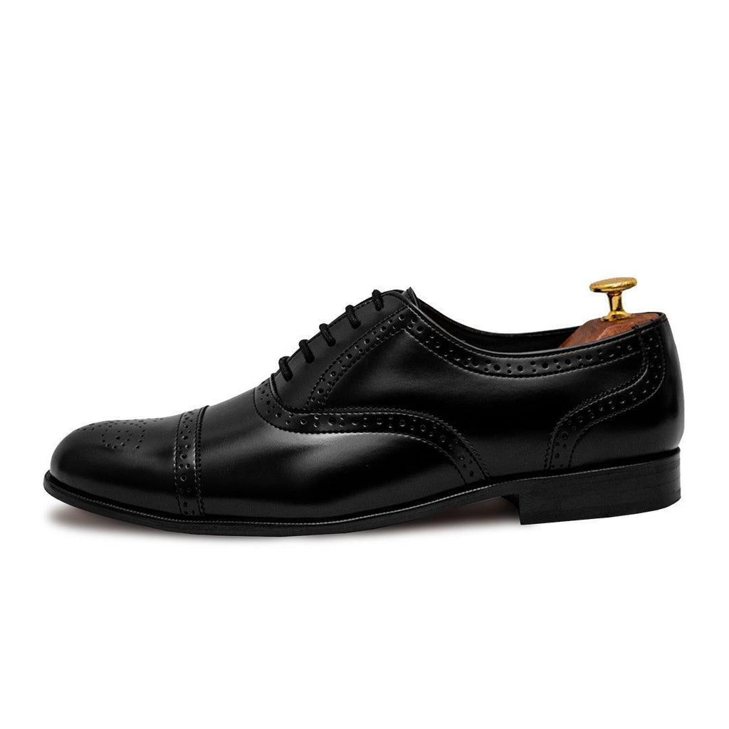 TERRY- BLACK BROGUE LACE UP - By Lusso