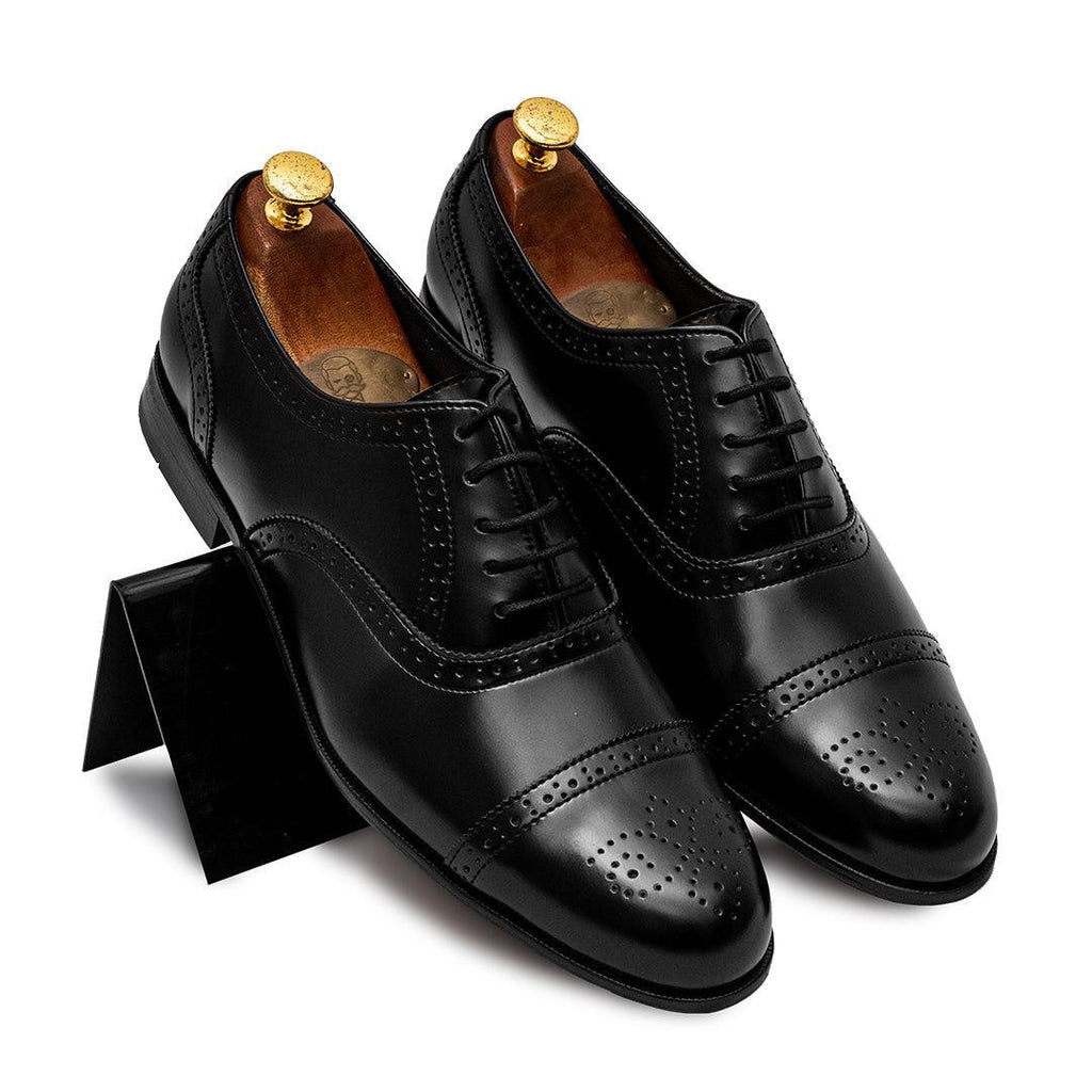TERRY- BLACK BROGUE LACE UP - By Lusso