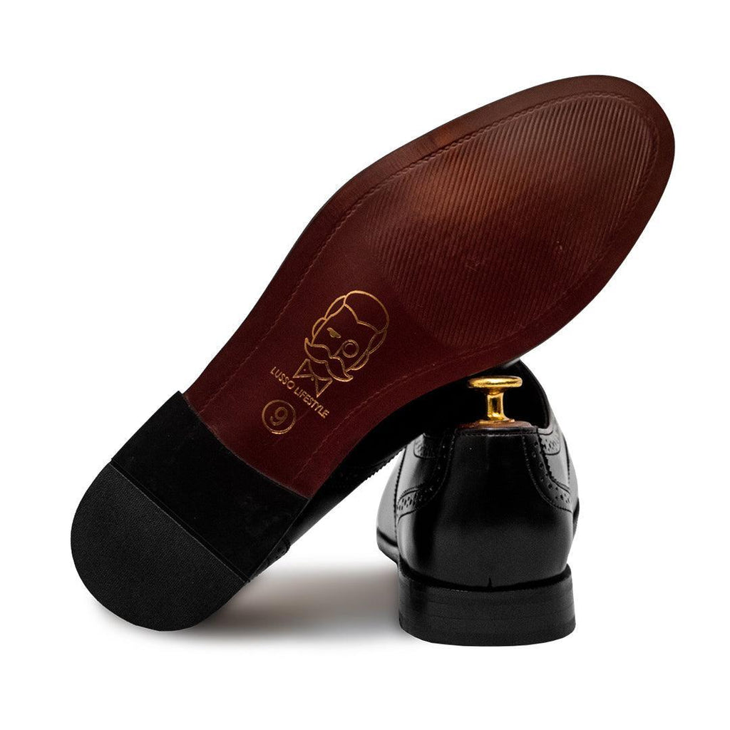 TERRY- BLACK BROGUE LACE UP - By Lusso