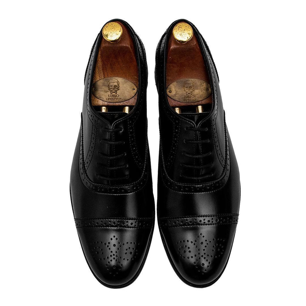 TERRY- BLACK BROGUE LACE UP - By Lusso