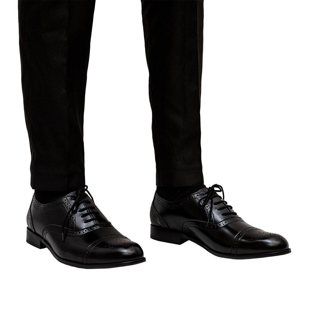 TERRY- BLACK BROGUE LACE UP - By Lusso