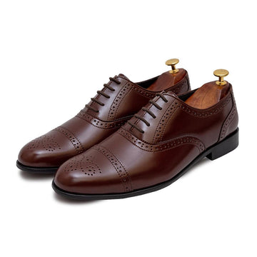 TERRY- BROWN BROGUE LACE UP - By Lusso