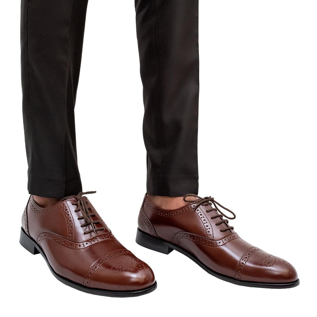 TERRY- BROWN BROGUE LACE UP - By Lusso